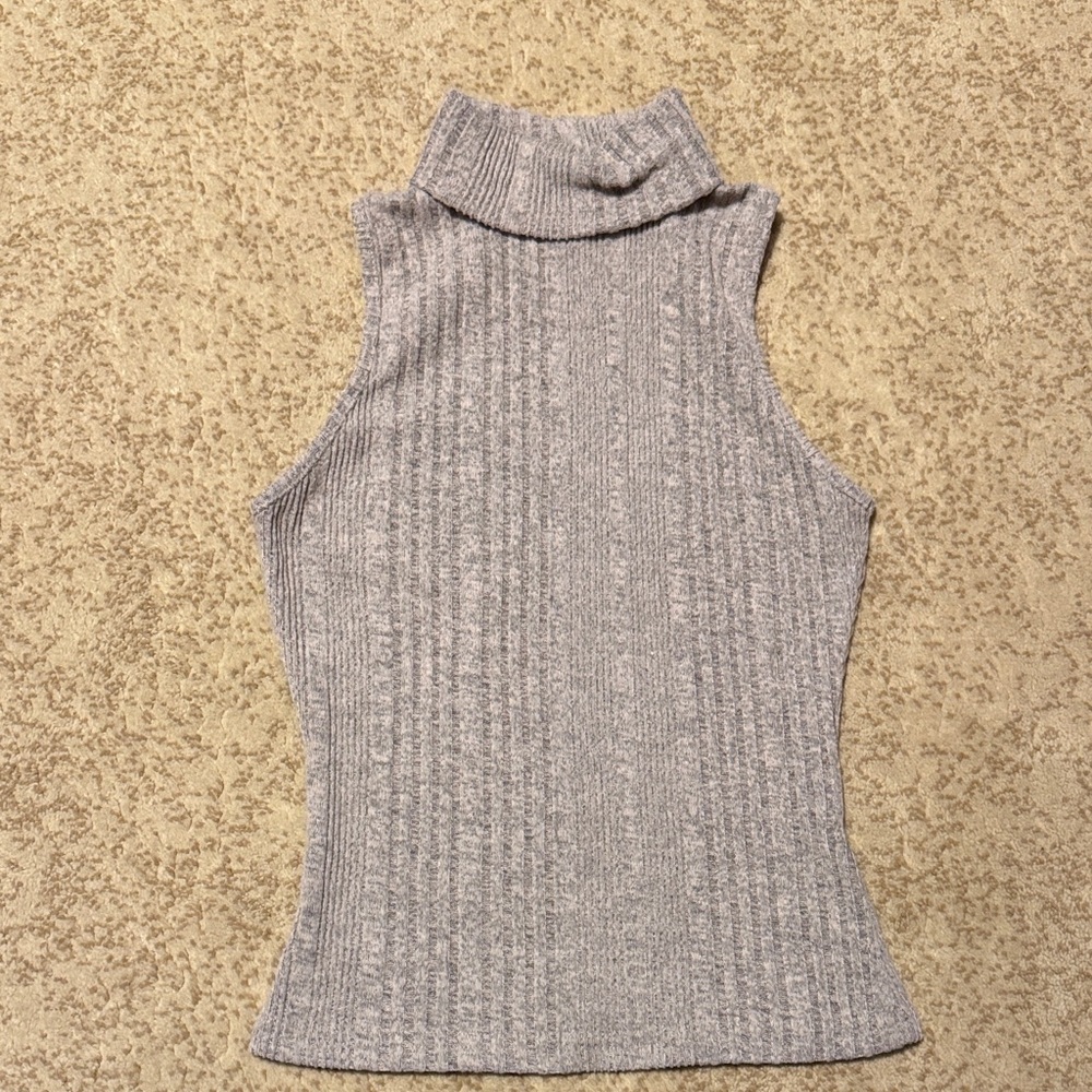 SHEIN Light Gray beige Sleeveless Turtleneck Sweater